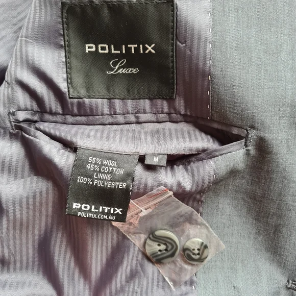 POLITIX Luxe M Mens Grey Luxury Wool Blend Jacket - Picture 9 of 13